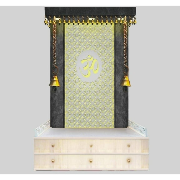 Puja Mandir / Wooden Large Temple With LED Lights For Home And Office / Wooden Temple / Textured Desginer Wooden Mandir Size-60x36x18 HxWxL