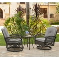 thumbnail image 4 of Syngar 3 Piece Patio Swivel Chairs, Swivel Conversation Set with Gray Cushions and Coffee Table, Outdoor All Weather Wicker Bistro Furniture Set, for Porch Lawn Balcony Backyard, D8002, 4 of 12