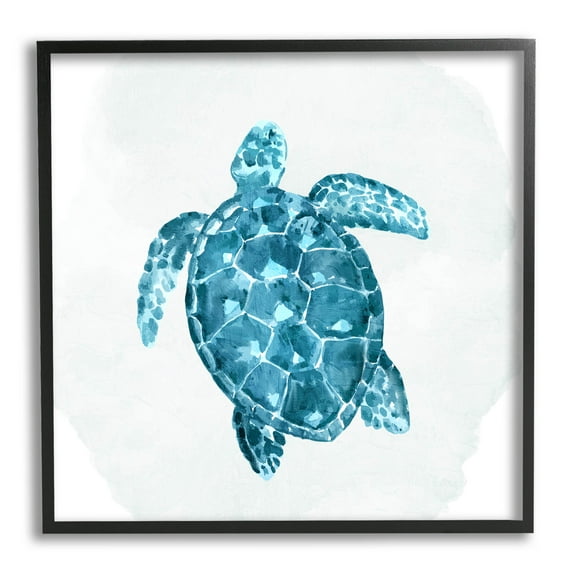 Stupell Industries Aquatic Sea Life Tortoise Graphic Art Black Framed Art Print Wall Art, Design by Kim Allen