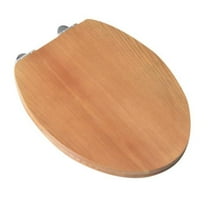 GSI Homestyles Chrome Elongated Solid Oak Wood Toilet Seat