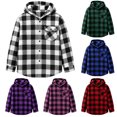 thumbnail image 5 of Tiijoy Girls Plaid Hooded Wool Blend Shacket Button-Down Shirt Jacket, Black, Sizes 4-13, 5 of 7
