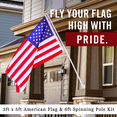 thumbnail image 2 of American Flag Pole Kit Includes: 6ft Spinning Flagpole, Flagpole Bracket and Embroidered 3x5 American Flag,, 2 of 6