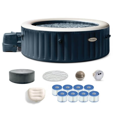 INTEX PureSpa Plus Inflatable Bubble Jet Spa & Replacement Filters (8 Pack)