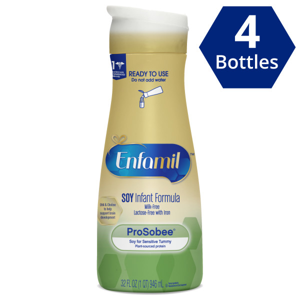 Enfamil ProSobee Soy Baby Formula Liquid 4 Bottles (32 fl oz Each