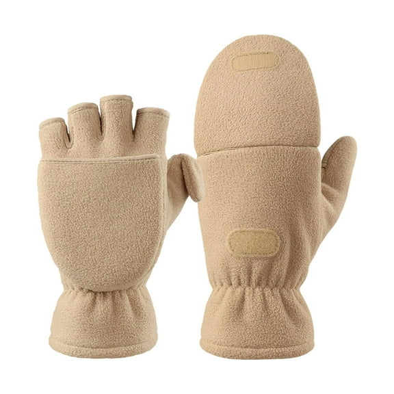 Solid Color Convertible Flip Top Mittens Windproof Polar Fingerless Gloves with Cover for Adults Winter Cold Weather Size:XS