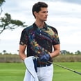 thumbnail image 3 of Rateoe Colorful Patterned Snake Pattern Men's Short Sleeve Polo Shirts, Golf Polo Shirts Short Sleeve Performance Moisture Wicking Dry-Large, 3 of 6