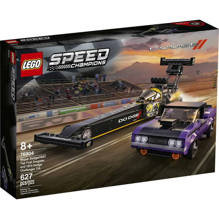 LEGO Speed Champions Mopar and Top 76904 Dragster 1970 Dodge//SRT (627 Dodge Challenger Toy T/A Fuel Building Pieces)