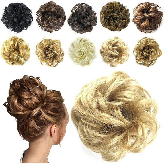 Ealicere Hair Bun Extensions,Messy Curly Hair Scrunchies,Synthetic Hair Extensions With Elastic Rubber Band for Women Updo Donut Chignons ponytail Extensions(22T613#)