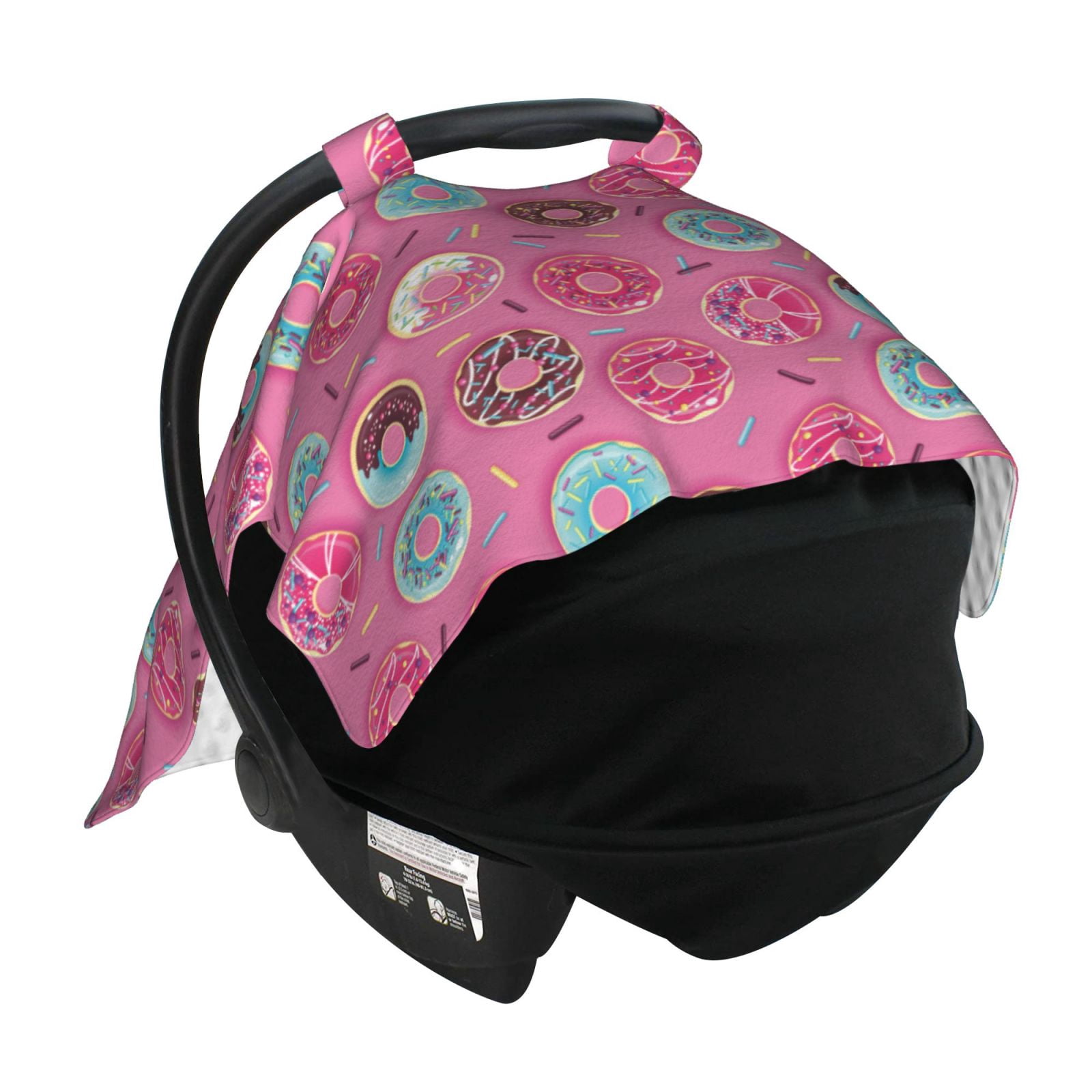 Car Seat Cover Baby - Donut Pink Print Breathable Infant Car Seat Cover for Baby Carseat, Lightweight Comfort Baby Essentials Must Haves Newborn Stuff for Girl Boy