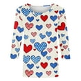 thumbnail image 5 of GERsome 4th of July T Shirts Womens 3/4 Length Sleeve Patriotic Tops Casual American Flag Shirts Crewneck Loose-Fit Blouses S-5XL, 5 of 5
