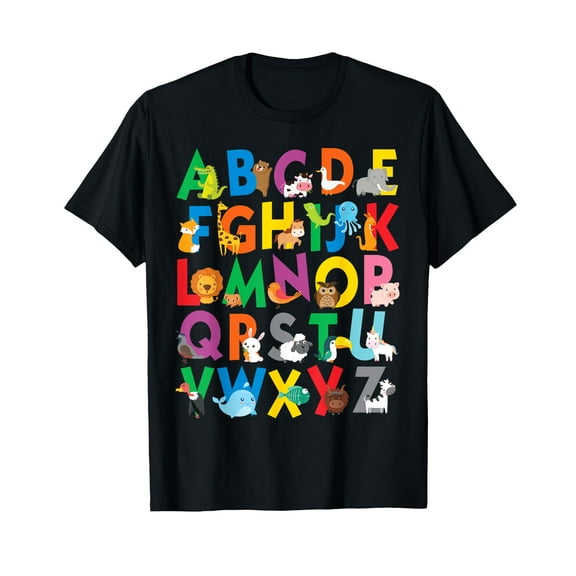 Zoo Animal Alphabet Shirt ABCs Learning Letters Boys Girls T-Shirt