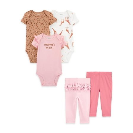 Carter's Child of Mine Baby Girl Bodysuit and Pant Set, 5-Piece, Sizes Preemie-18 Months