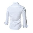 thumbnail image 3 of Iugvhana Shirts Men Casual Splicing Button Down Shirts Slim Fit Long Sleeve Turndown Collar Shirt Blouse with Pocket White S, 3 of 3