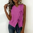 thumbnail image 7 of Women's Sleeveless V-Neck Linen Tank Top, Solid Color Casual Summer Blouse, 7 of 7