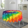 thumbnail image 6 of Colorful Tie Dye Waterproof Picnic Patio Party Round Table Cloth Cover Decorations Fabric 60 Inch Circular Tablecloth for 20-47 Inch Home Dining Room Kitchen Decor, 6 of 6
