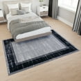 thumbnail image 5 of Ottomanson Non-Slip Area Rug for Living Room 5' x 6'6" Durable Low Profile Carpet, Gray/Navy Border, 5 of 8
