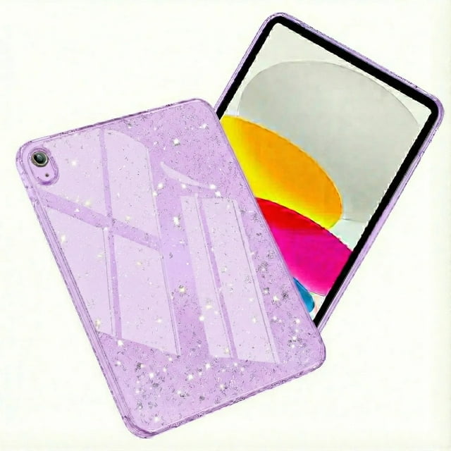 Funda Para Ipad 10th 10.9 /11th A16 Glitter Brillo Silicona Lila.