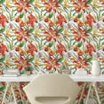 thumbnail image 2 of Ambesonne Tropical Peel & Stick Wallpaper for Home, Exotic Lilies Watercolor, 13"x72", Scarlet and Reseda Green, 2 of 5