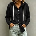 thumbnail image 5 of QIYAGBSA Hooded Denim Shirt for Women Button Down Long Sleeve Relaxed Fit Casual Spring Fall (Black, 2XL), 5 of 8