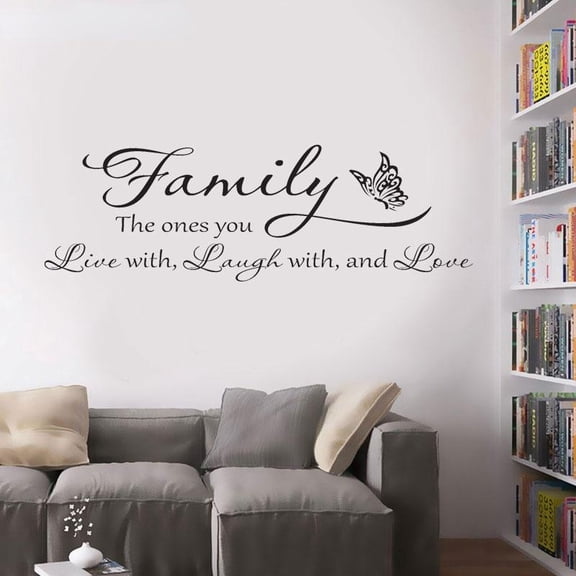 Family Live Laugh Love Quote Wall Sticker Vinyl Art Home Decoration Butterfly Interior Mural Bedroom Decals Removable 131x42cm