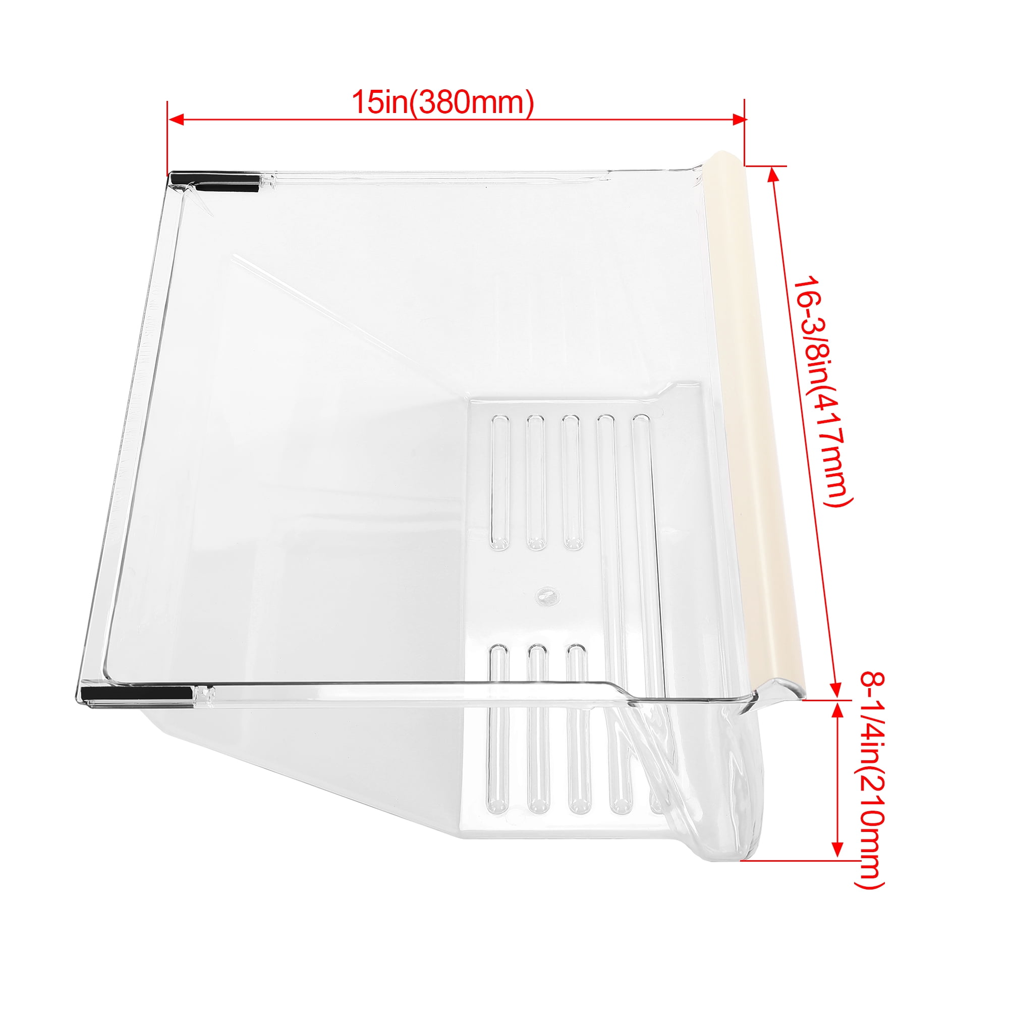 Kojem WP 2188664, Frigidaire Crisper Pan Drawer Bin, Replacement Fit for Whirlpool, Kenmore, Maytag, Refrigerator, Clear Crisper Pan Bottom Drawer