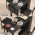 thumbnail image 4 of Bar Table Set of 2 with 3 Storage Shelves, Extendable Dining Table with 2 Cushioned Chairs, Small 3Pcs Counter Height Table Set for Kitchen, Coffee Shop, Black, 4 of 8