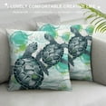 thumbnail image 3 of COMIO Sea Turtle Throw Pillow Cover  Graffiti Hand Drawn Ocean Animal Decorative Pillow Case Lodge Cabin Wooden Stripes Cushion Cover for Home Bed Sofa Office, 3 of 5