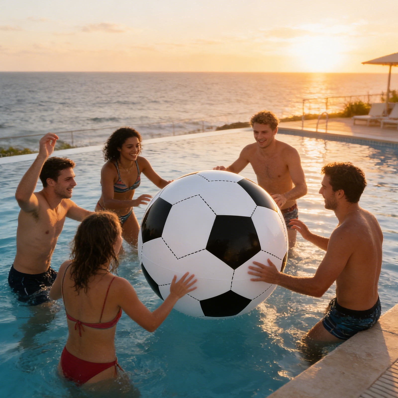 Floating Ball Toys, Soccer Beach Ball, Size 5 Soccer Ball, Pool Toys, Sports & Outdoor, Vinyl Material, 31 in Diameter, 1 Pc