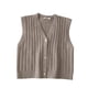 thumbnail image 1 of Chaleco de mujer Chaleco sin mangas con botones Top de punto con cuello en V informal, Bronceado claro Noticed AP001560-03B, 1 of 7