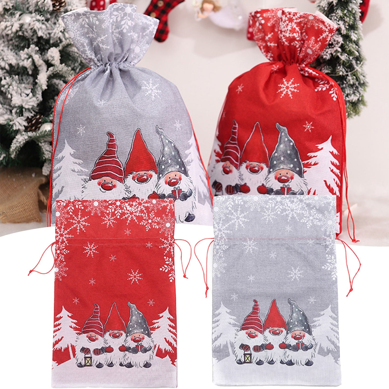 WNG Christmas Drawstring Gift Bags Xmas Gift Wrapping Bags Christmas