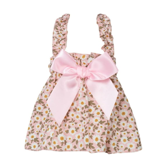 Dog Dress - Comfortable Soft - Eye-catching Cotton - Floral Pattern - Pet Dog Bowknot Halter Dress - Pet Supplies