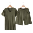 thumbnail image 4 of Men’s Short Sleeve Shorts Pajama Set Ice Silk Loose Fit Summer Home Loungewear, 4 of 4