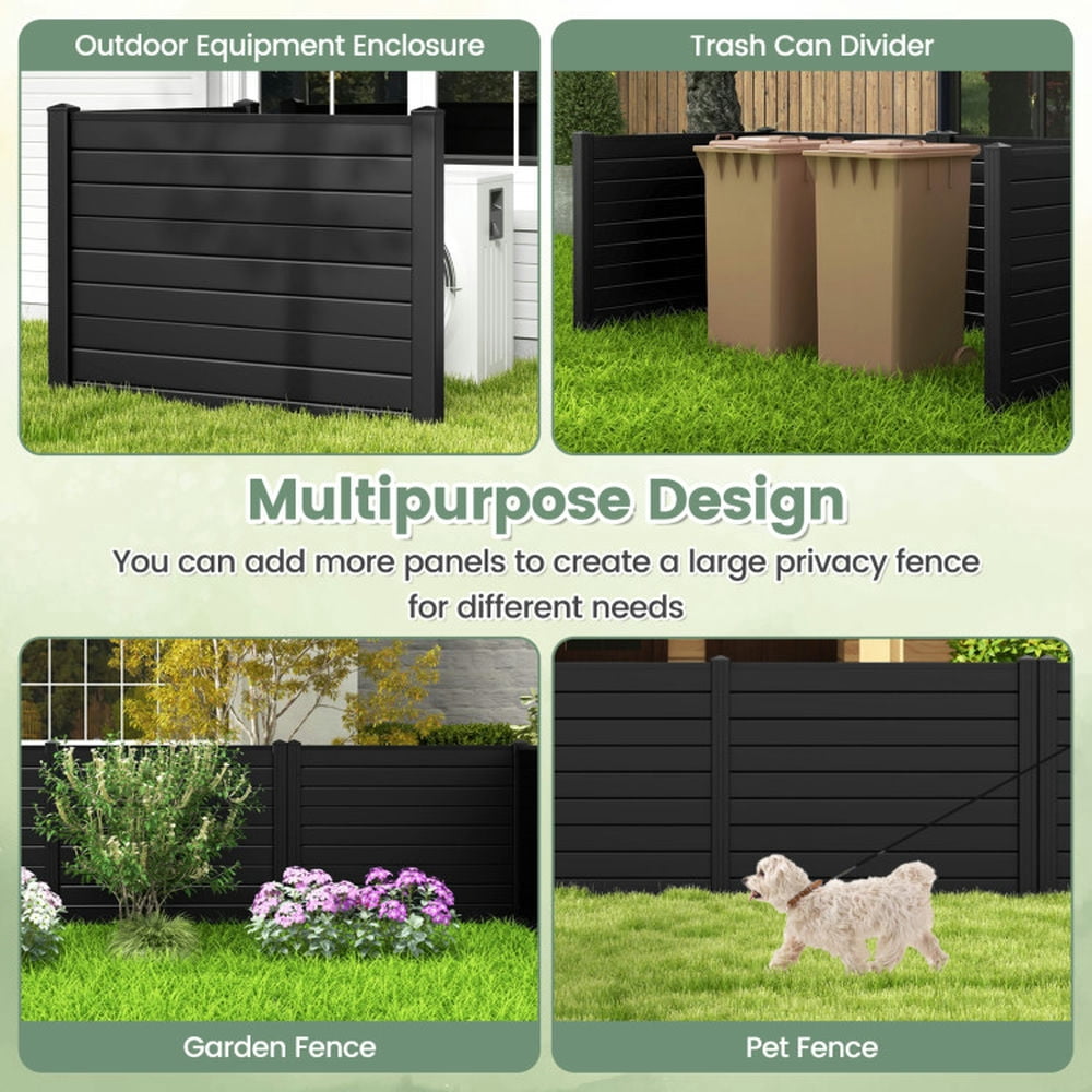 Topcobe Outdoor PVC Air Conditioner Fence with 20 Inch Long Stakes, Partition Decorative Panels for Balcony Backyard Garden-Black