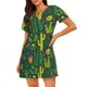 thumbnail image 1 of Fotbe Cactus 1 Bata de Dormir para Mujer con Estampado, Camisón de Algodón de Manga Corta, Ropa de Dormir Casual, 1 of 6
