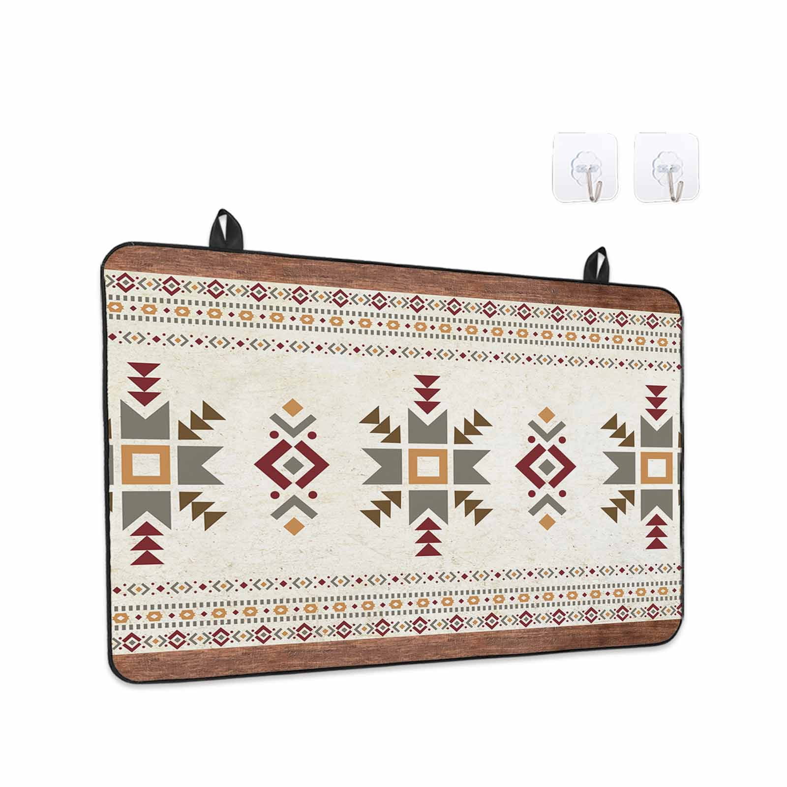 Boho Geometric Stove Top Cover for Electric Stove, Heat-proof & Non Slip Glass Top Stove Cover Protector, Modern Brown Abstract Art Western Southwest Kitchen Flat Cooktop Rubber Mat 24x21 Inches