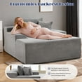 thumbnail image 5 of QJTC 67" Oversized Chaise Lounge Chair Indoor, Corduroy Upholstered Boneless Sofa Bed with Pillows, Deep Seat Sleeper Couch Reading Chair for Living Room Bedroom, No Assembly Require (Gray), 5 of 7