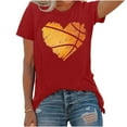 thumbnail image 4 of DDAPJ pyju Basketball Heart T Shirt for Women Funny Cute Graphic Tees Summer Short Sleeve Crewneck Tee Tops Basketball Mom Life Game Day T-Shirt Red M, 4 of 5