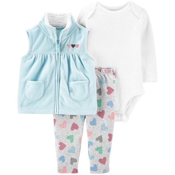 Carter's Carter's 3 Pc Baby Girls' Cardigan Vest Sets Mint Heart 6