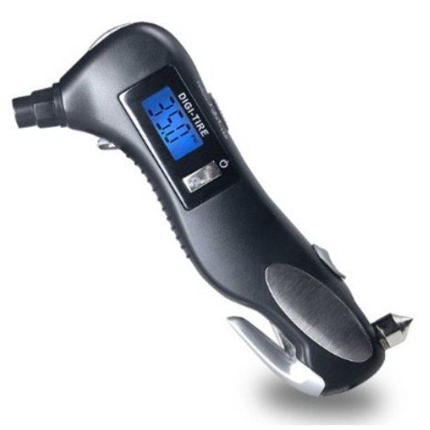 Digital Tire Pressure Gauge, Lantoo 150PSI with 5 In 1 Rescue Tools of LED Flashlight,Car Window Breaker, Seatbelt Cutter,Red Safety Light and Tire Gauge for Car,All Vehicles.