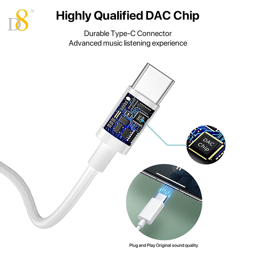 D8 iPhone15 USB Type C Headphones in Ear Earphones Earbuds with Mic and Volume Control ,Compatible for iPhone16/16Pro/16Pro Max/Samsung Galaxy S23 S22 S21 Ultra S20 FE Note 20 10 A53, Google Pixel 7