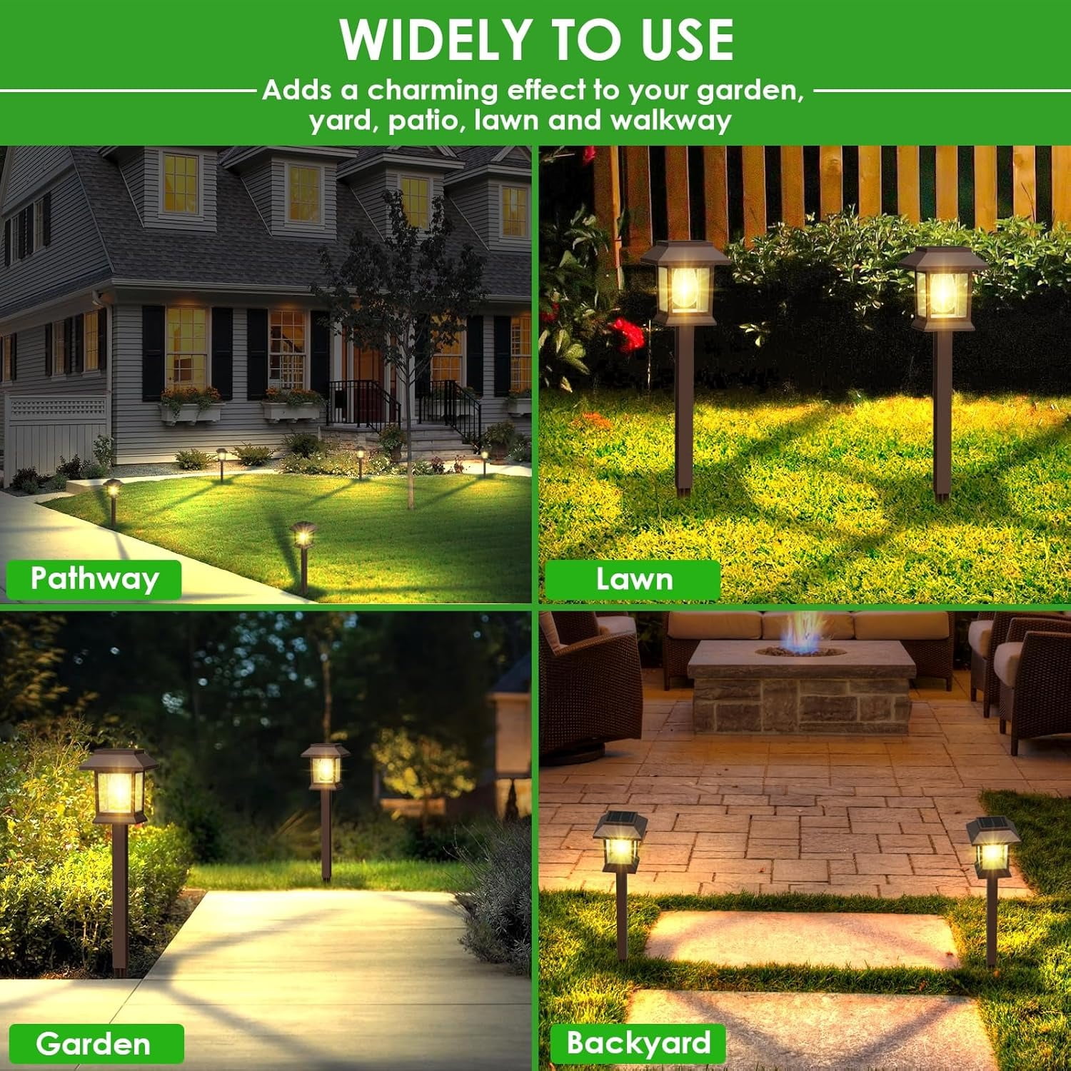 HOODINK 12 Pack Solar Lights Outdoor Waterproof, Upgraded LED Solar Pathway Lights, Garden Lights for Driveway, Landscape, Walkway, Yard, Lawn, Brown
