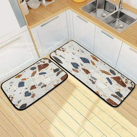 

Minimalist Irregular Patterns 2 Piece Non Slip Kitchen Mat Set with Soft Memory Foam Padding