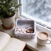 Moisture-Proof Iron Candy Baking Packaging Box, Sturdy Container for Biscuits Cookies Candies Treats, Elegant Design for Gift Giving Storage and Holiday Celebration Presents, White, 1pc