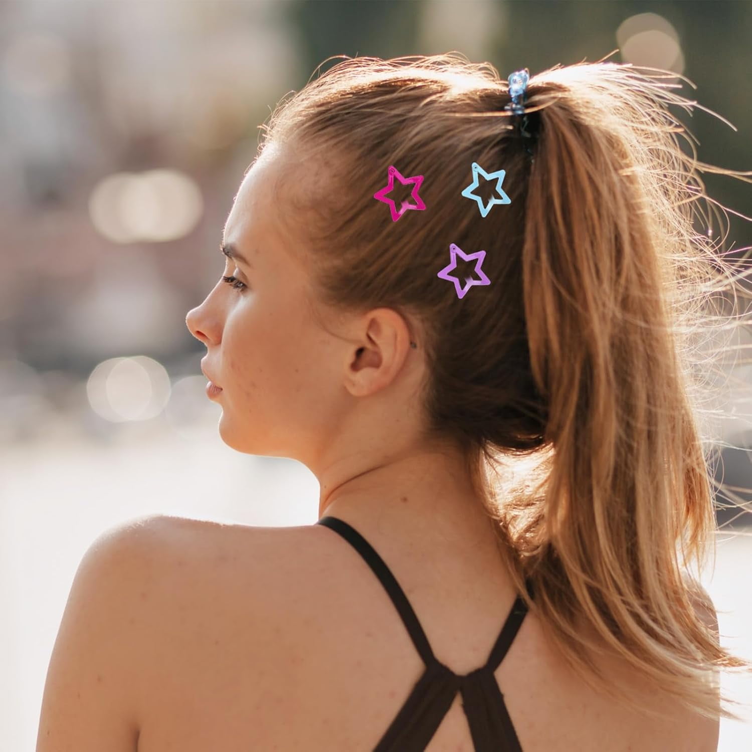 Monebena 50 Pcs Star Clips Hair Clips Star Barrettes for Girls Non-Slip Star Hair Accessories Cute Hairpins Colorful Snap Hair Barrettes Kawaii Hair Clips for Women Girls