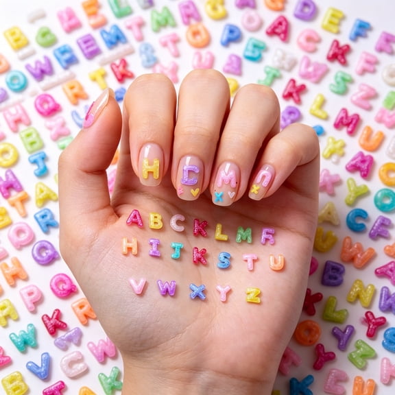 200Pcs Tiny Mix Color Letters Nail Art Charms with Fine Glitter, Mini Resin Alphabet Nail Decorations for DIY Press on Nails, Nail Art Supplies, Nail Accessories