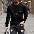 thumbnail image 2 of Babysbule Shirts for Men Men Long Sleeve Printing Round Neck Pullover T Shirt Blouse, 2 of 3