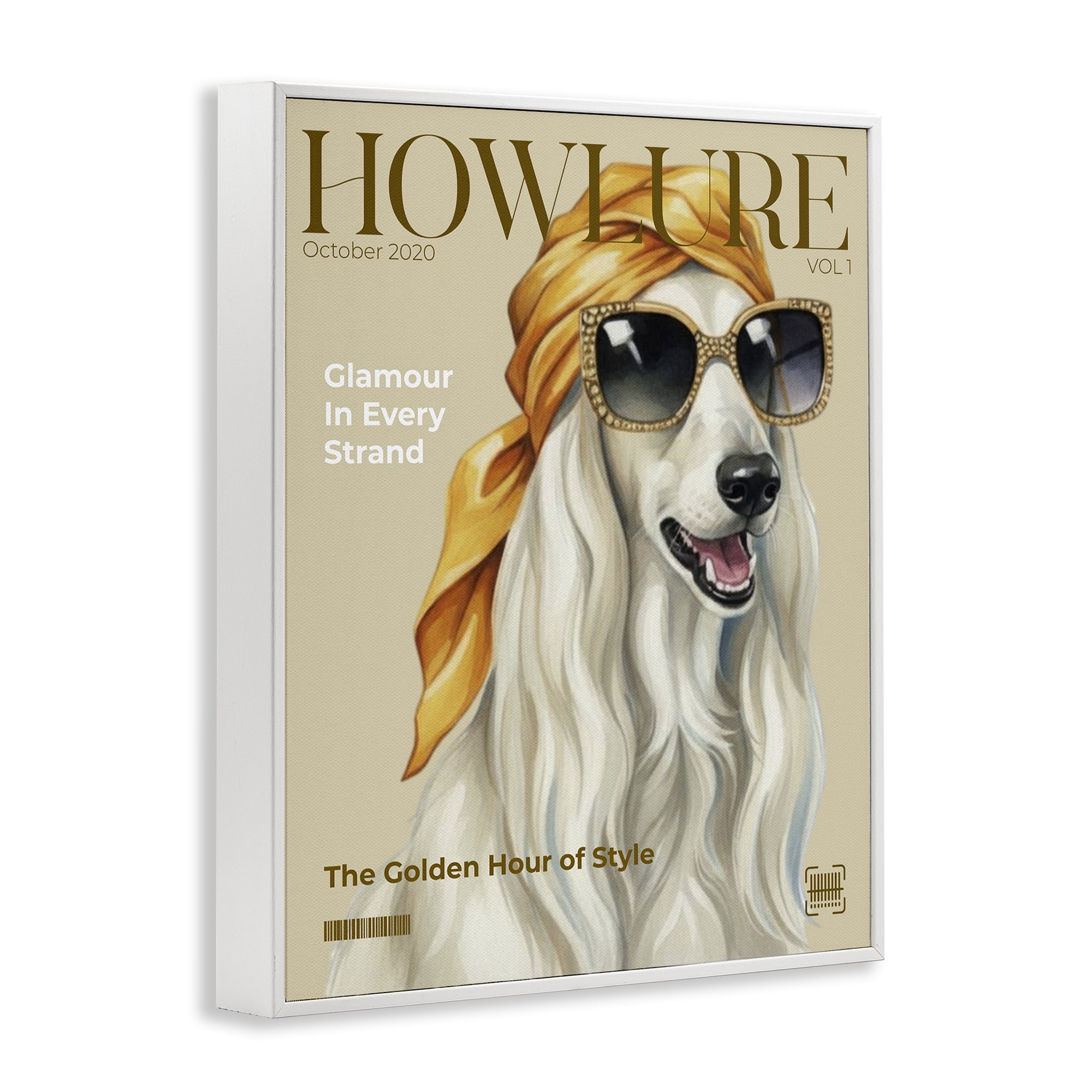Stupell Industries Howlure Dog Fashion Magazine White Framed Giclee Art, design by A Barefoot Stylist