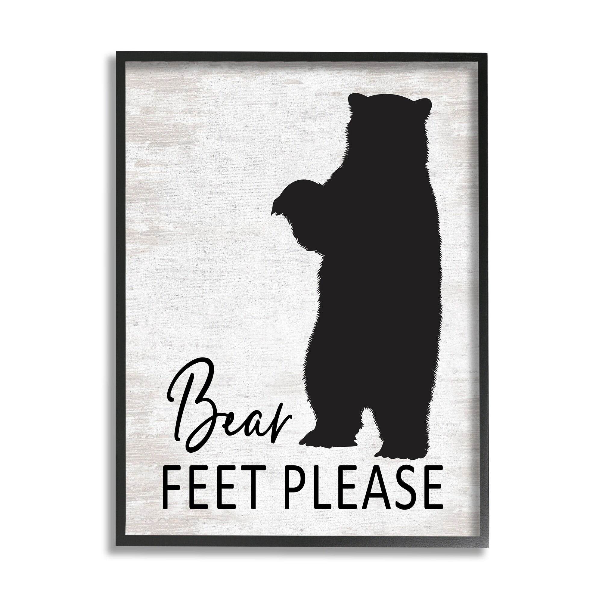 Stupell Industries Bear Feet Remove Shoes Cabin Entrance Sign Graphic Art Black Framed Art Print Wall Art, Design by Lettered and Lined