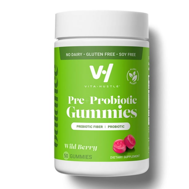 VitaHustle Probiotic Gummies with Prebiotic Fiber, 50 Count