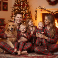 thumbnail image 5 of Nibbcoa Family Christmas Pajamas Matching Sets Plaid Tops and Elastic Waist Pants Romper Loungewear, 5 of 9